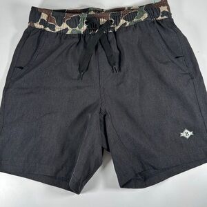 Boys Burlebo Athletic Shorts - Black Throwback Camo Size 5/6